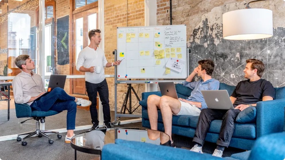Dedicated developers discussing about an app development project.