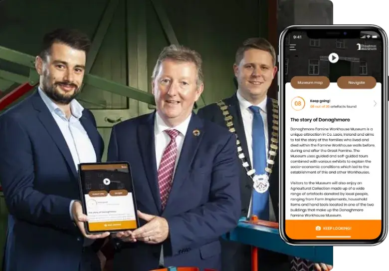 UI mockup of Donaghmore Museum, a stunning confluence of AR, 3D tech, and development methodologies, created by Square root solutions in Galway.