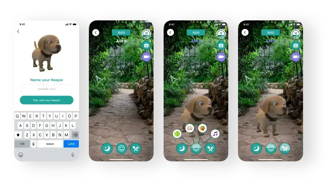 Keepie, digital pet development using AR
